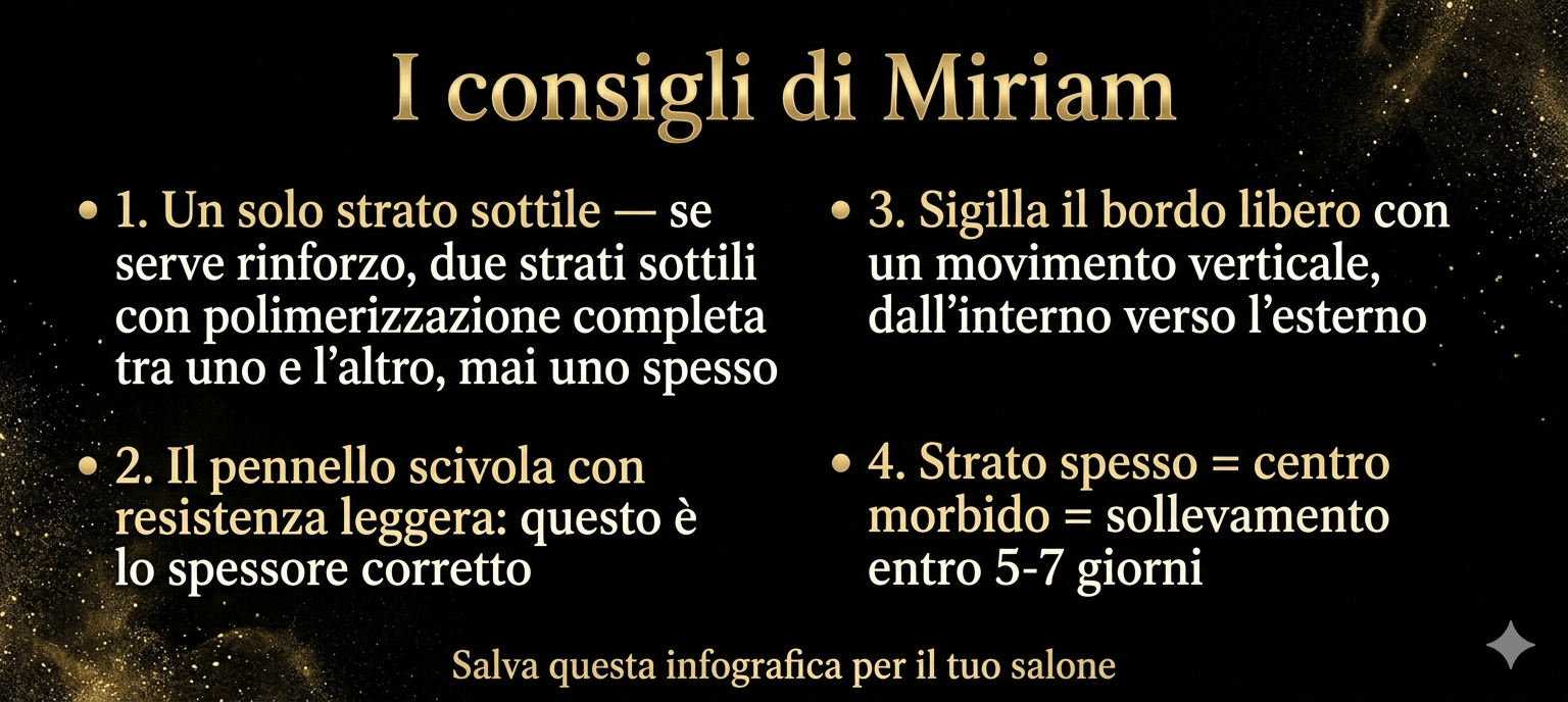 I consigli di Miriam" sulla tecnica di applicazione corretta della base rubber per unghie gel
